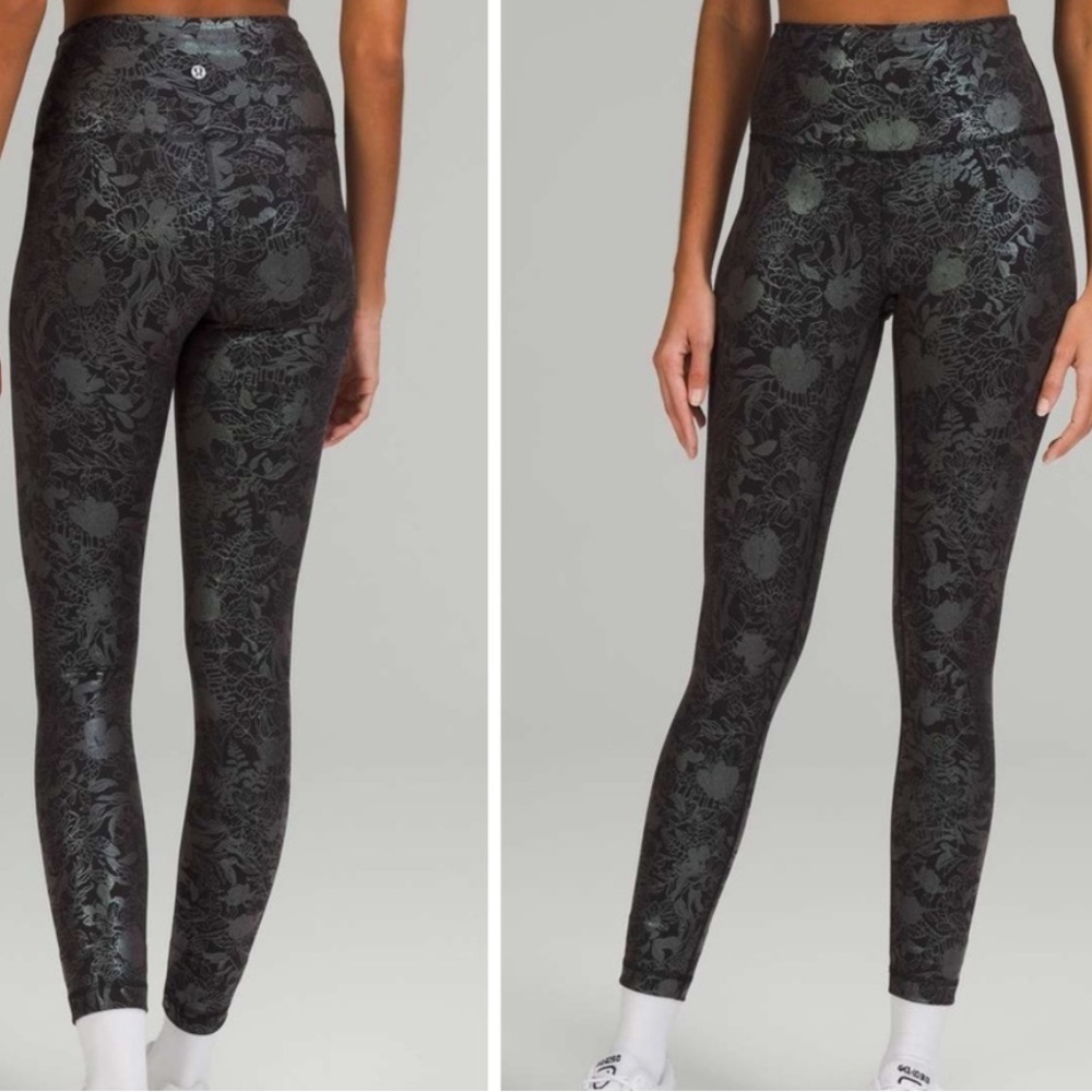 Lululemon floral metallic wunder train size 6